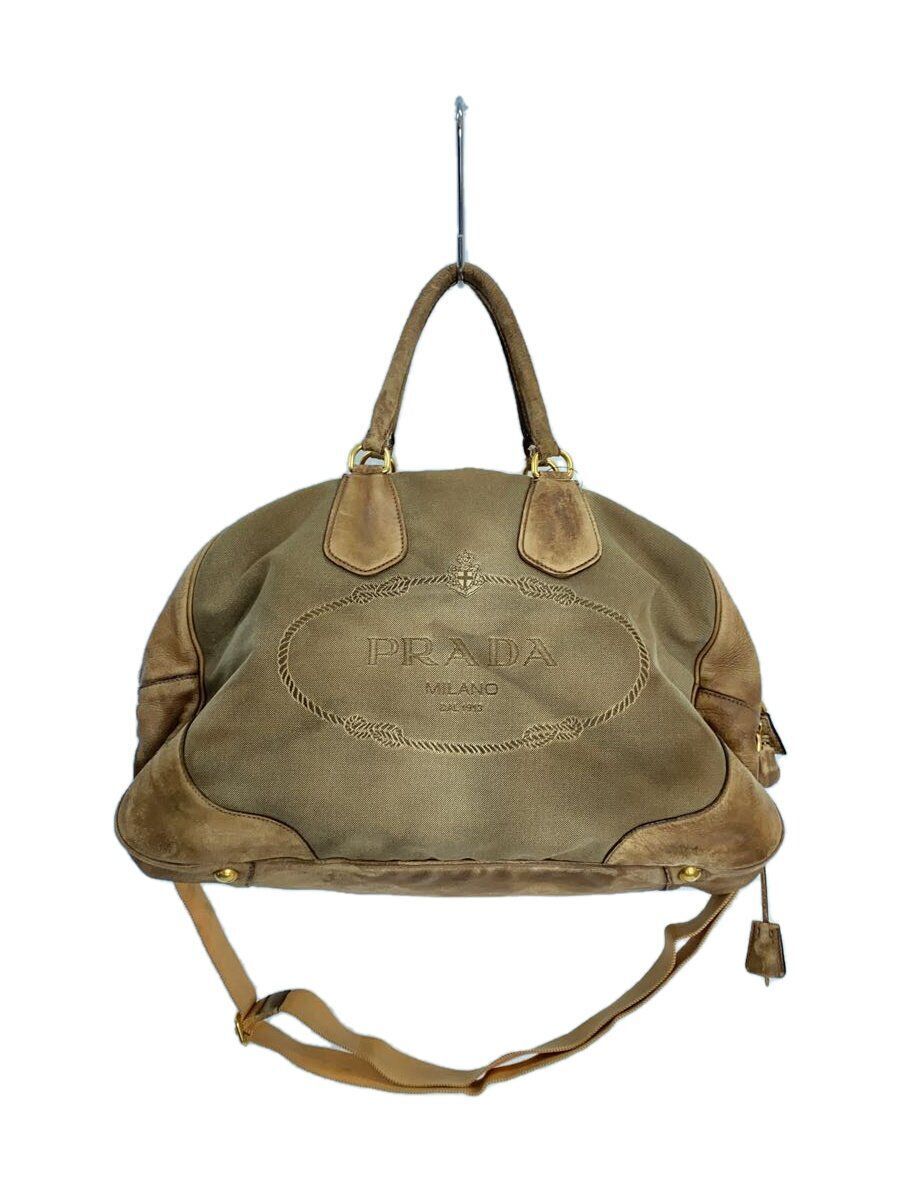 PRADA Boston bag logo jacquard 2 way canvas Khaki Used | eBay PRADA Boston bag logo jacquard 2 way canvas Khaki Used | eBay