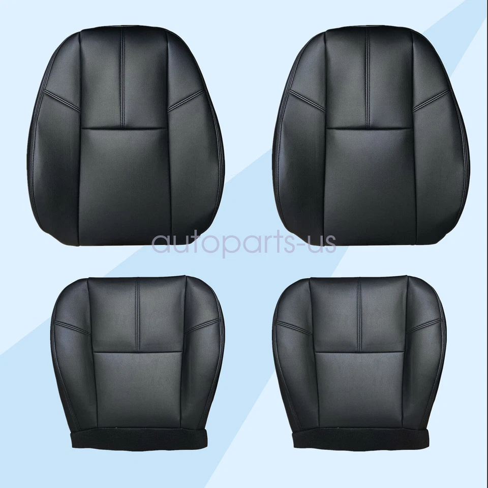 For 2007-2014 Chevy Silverado 1500 2500 3500 HD Front Seat Cover Black Leather Foto 3 de 4