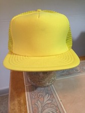 NOS Vintage Yellow Snapback Mesh Trucker Cap Hat Foam Front Designer Award