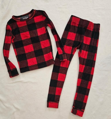 Child’s "Cat & Jack” Red & Black Super Soft Fleece Plaid Pajamas size 4t