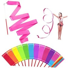 12PCS Rainbow Dance Wands Ribbon Streamers for Kids Multi-colors 12PCS