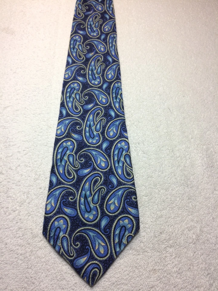 CORBATA CLAIBORNE HOMBRE NEGRA CON TONOS DE AZUL DORADO PAISLEY 4 X 59  Foto 3 de 4