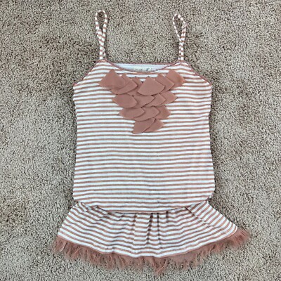 MINE Womens Mauve Striped Boho Camisole Top S Adjustable Straps Peplum