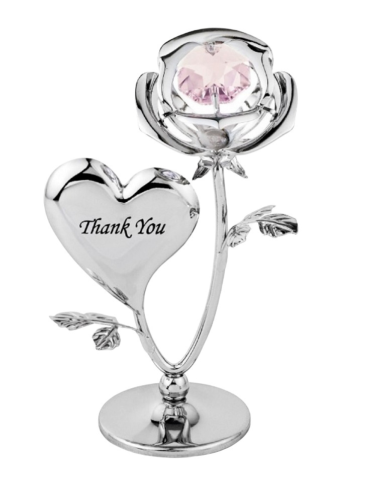Crystocraft Thank You Rose Crystal Ornament With Swarovski Elements Gift Boxed