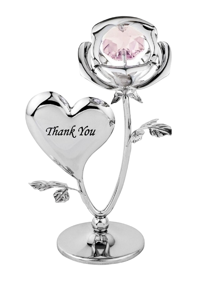 Crystocraft Thank You Rose Crystal Ornament With Swarovski Elements Gift Boxed
