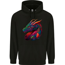 A Colourful Dragon Fantasy Mens 80% Cotton Hoodie