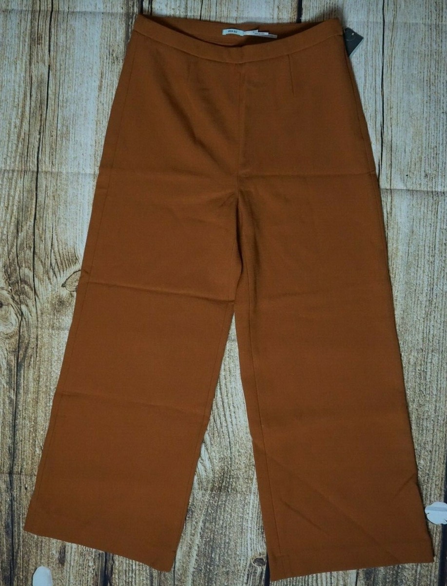 burnt orange dress pants womens Ryrjj Women's Cropped Dress Pants with Pockets Business Office Casual Pleated High Waist Slim Fit Pencil Pants for Work Trousers(Orange,M), Size: