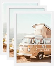 A4 Picture Frame Wooden Photo Frame Set of 3, for Certificate A4-3Pack White