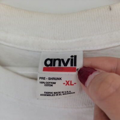 Vintage Anvil Tag Proud To Be An American 2001 White T Shirt Size