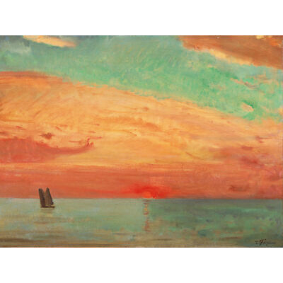 Fujishima Sonnenaufgang über östlichem Meer Sonnenuntergang Gemälde XL Leinwand Kunstdruck