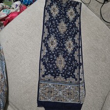 Vintage Floral Paisley Rectangle Scarf Blue 10.5 x 63