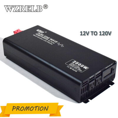 12V Pure Sine Wave Inverter 2000W Power Off Grid System Home Motor Car Truck LCD