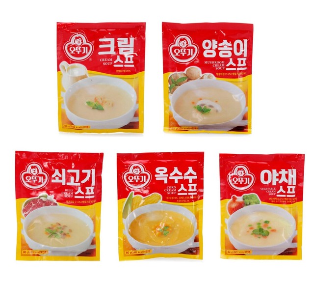 Sopa de crema coreana OTTOGI serie 80 g, champiñones, carne de res, maíz y...