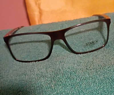 Starck Black Metal Full Rim Rectangle Eyeglass Frame 55-17-140 SH2060 0001