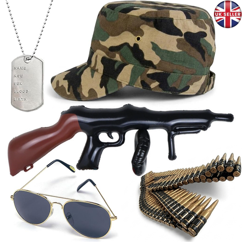 MENS LADIES ARMY FANCY DRESS MILITARY CAMO ACCESSORIES COSTUME STAG HEN PARTY - Afbeelding 1 van 8