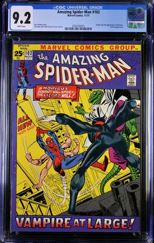 AMAZING SPIDER-MAN #102  CGC 9.2 WP NM- Marvel Comics 1971 Origin 2nd Morbius v1