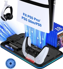 Vertical Stand and Cooling Fan for PS5 Pro PS5 Slim Console Black Support