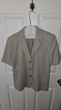 Harv  Benard Women's 8 Beige Pinstripe Short Sleeve Blazer