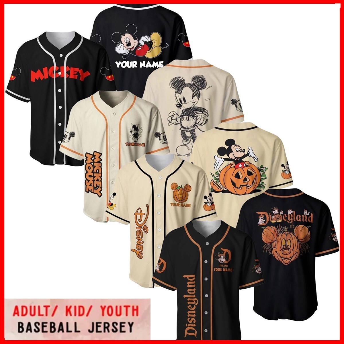 Disneyland Halloween Baseball Jersey For Fan, Disney Mickey Mouse