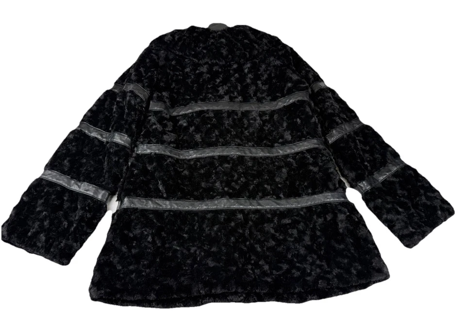 Chaqueta de Colección Betsy Johnson Mujer S Imitación Piel Contraste Cuero Rayas Cuello Foto 3 de 4