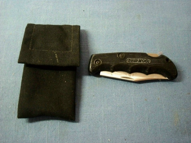 BEAR MGC MAC TOOLS Logo Pocket Knife with Belt Pouch
