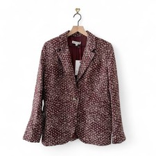 Free People Maggie Floral Linen Blazer Sz 6 NWT Plum Single-Breasted