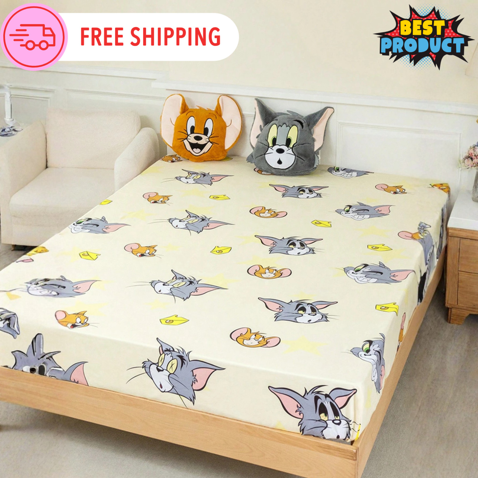 Cartoon Fitted Bed Valance Sheet Deep Fit Kids Bed Sheets Soft Fabric All Sizes