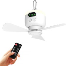 Portable Camping Fan,Tent Rechargeable with Remote Control,Detachable Fan-Blades