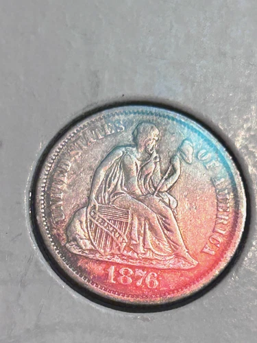 1876 P Seated Liberty Silver Dime NICE AU Coin
