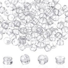 100PCS Silicone Earring Backs, Clear Rubber Stoppers for Studs, Pierced