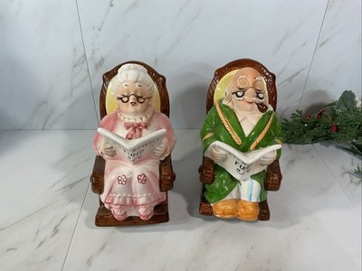Vintage Lefton Grandpa Grandma Rocking Chair Retire Fund Piggy Banks