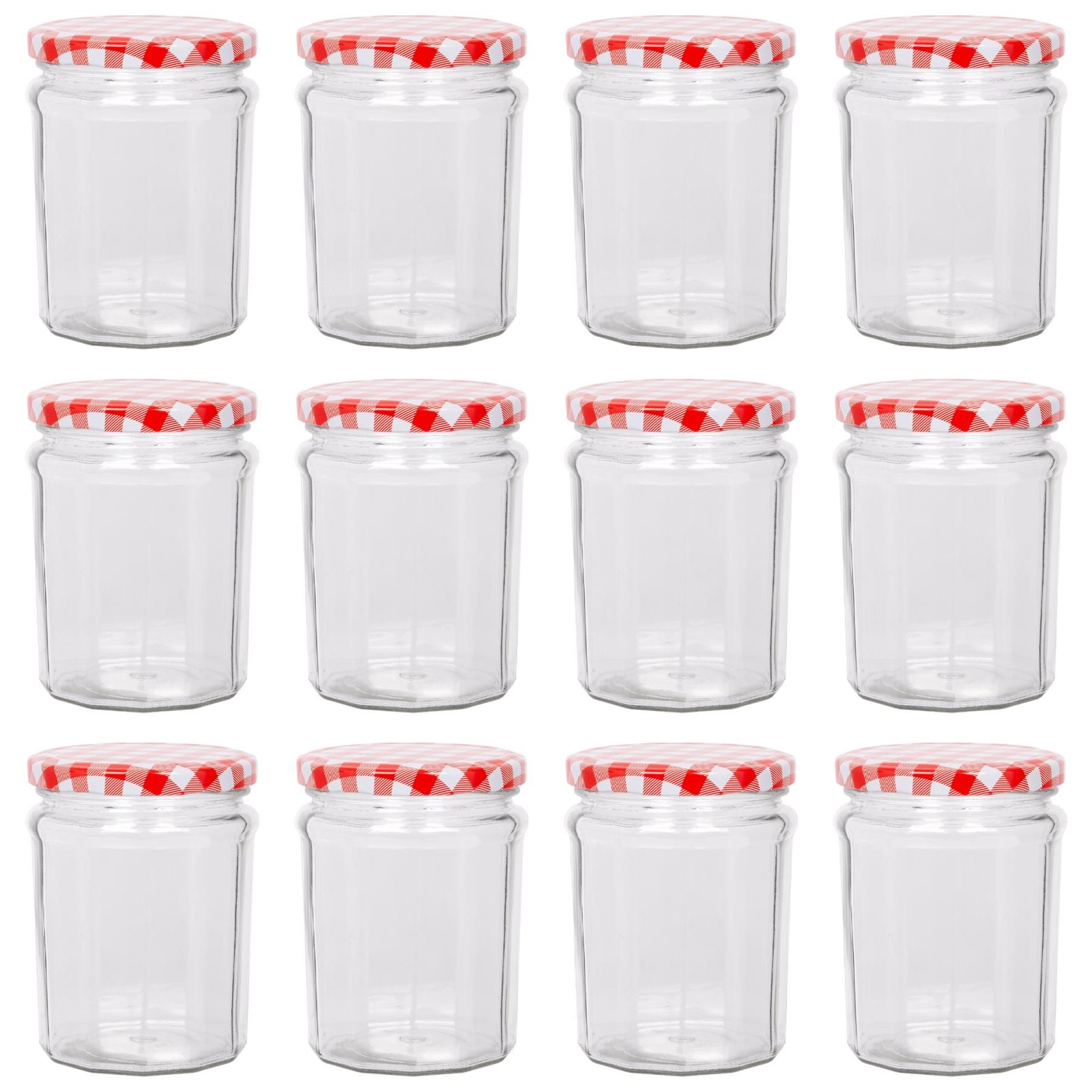 Argon Tableware Glass Jam Jars with Lids - 450ml - Pack of 12