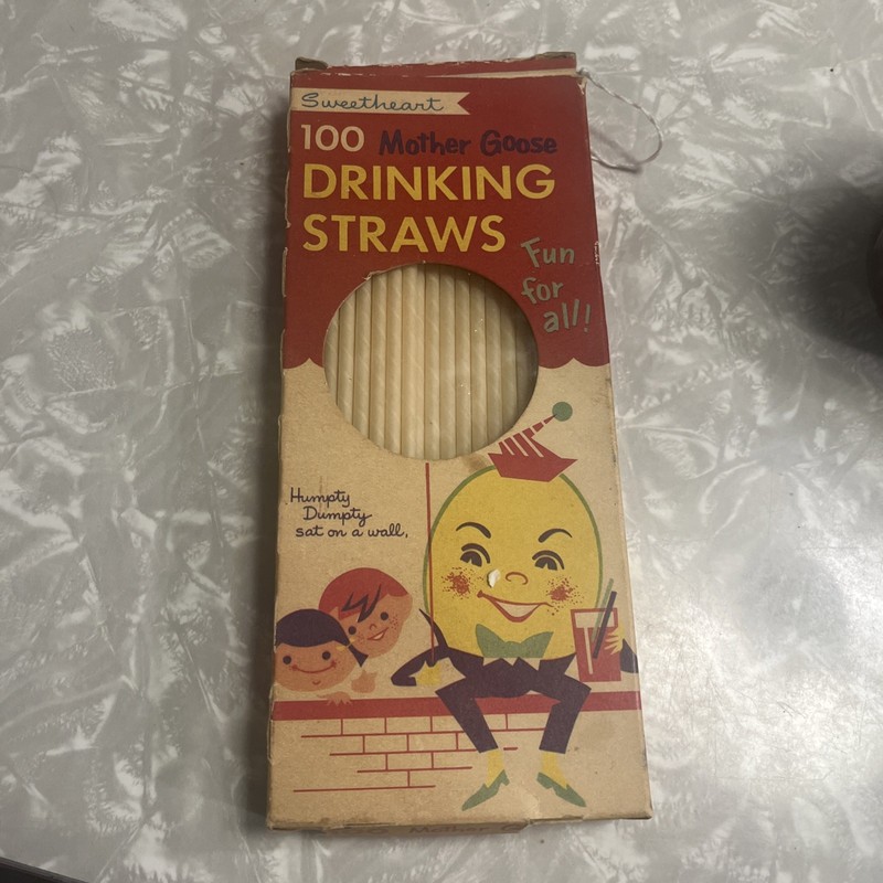 Vintage Sweetheart Mother Goose Drinking Straws Humpty Dumpty Package