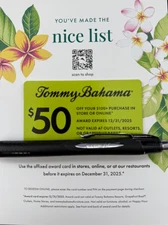 TOMMY BAHAMA $50 OFF $100+ PURCHASE IN STORE OR ONLINE-Exp 12/31/25