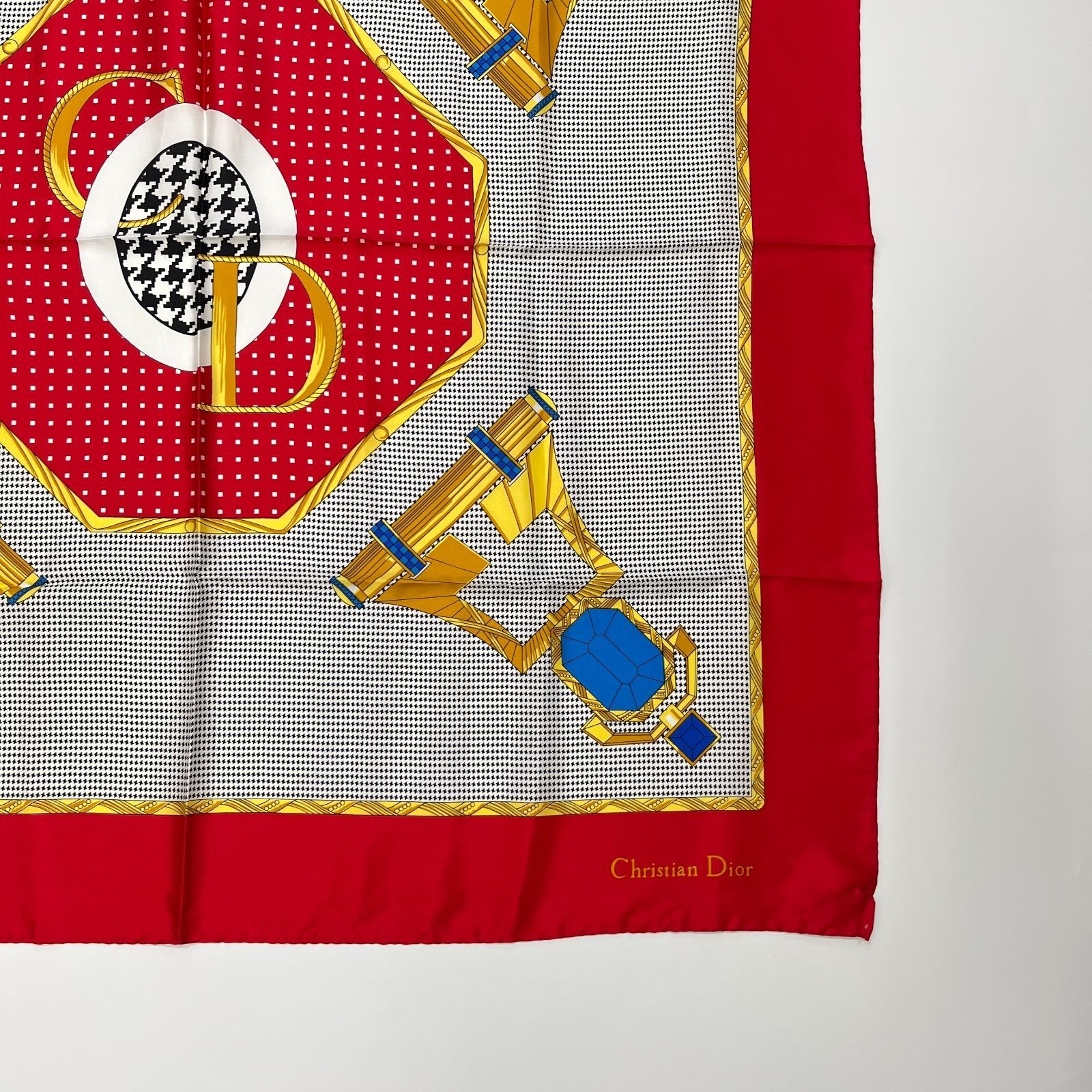 Christian Dior Silk Square Scarf Multicolor 33.1in Vintage Pre owned thumbnail 4