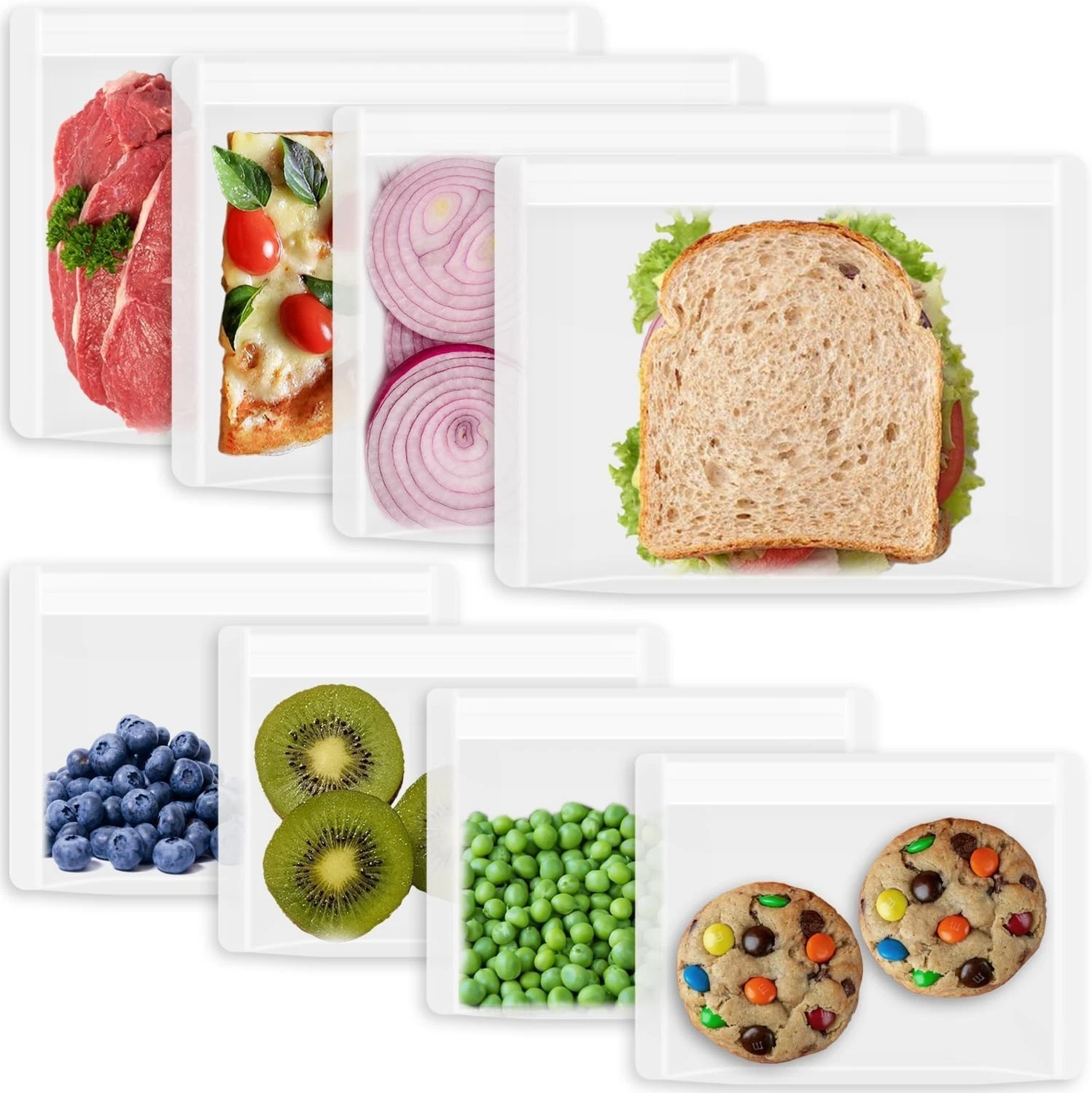 Reusable Sandwich Bags & Snack Bags Set 8 Pack 100% Silicone Reusable Storage
Opens in a new window