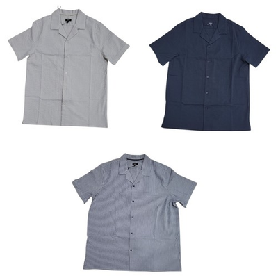 #ad Express Men#x27;s Button Up Relaxed Fit Soft Cotton Seersucker Shirt $14.99