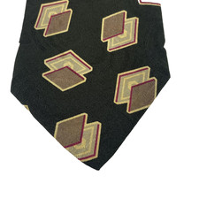 XMI 325 Series Tie Mens Black Geometric Silk Necktie Brown Yellow Modern Pattern