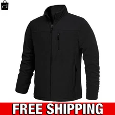 Mens Fleece Jacket Full Zip Bearskin Tactical Winter Coats Windproof Large