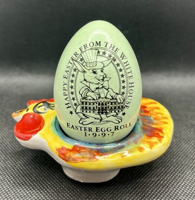 1997 White House Easter Egg Roll Commemorative Wooden Egg Clinton Administration
