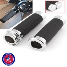 2x Black Motorbike Handlebar Hand Grips For Harley Honda Kawasaki Suzuki Yamaha