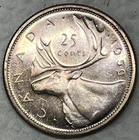 1959 Canada Canadian Caribou Quarter 25 Cents. A Brilliant AU Gem !!