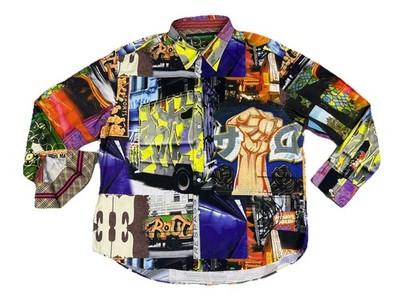 Rare Robert Graham ''Do Not Trespass'' Graffiti Button Down Long Sleeve Shirt 3XL