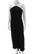 David Meister Womens Black Halter Maxi Dress Polyester Zip Sleeveless Size 6