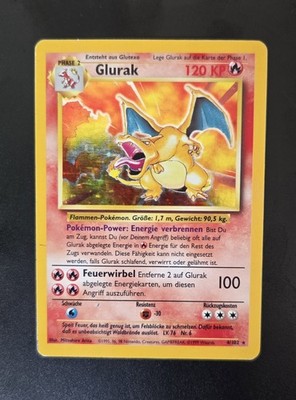 Pokemon Glurak Base Set Unlimited 4/102 Holo Rare Played Charizard Deutsch Ger