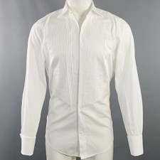 SUITSUPPLY Size S White Cotton Pleated French Cuffs Tuxedo Long Sleeve Shirt