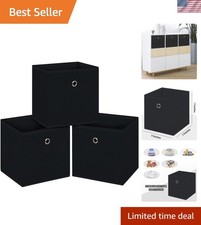 Black Foldable Storage Cubes Bins ,11 Inch Cloth Storage Cube Fabric Storage ...