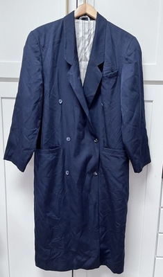 #ad #ad MONDI Sports Navy Blue Wool Oversize Trench Coat Size 36 M Vintage Germany $75.00