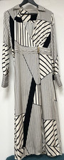 Fig & Basil  Womens Black Stripe Print Midi Shirt Dress Size 18 UK