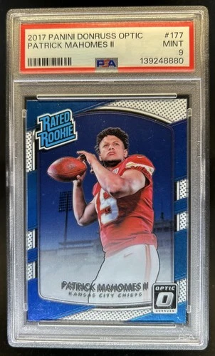 2017 Donruss Optic Patrick Mahomes II Rated Rookie #177 Chiefs PSA 9
